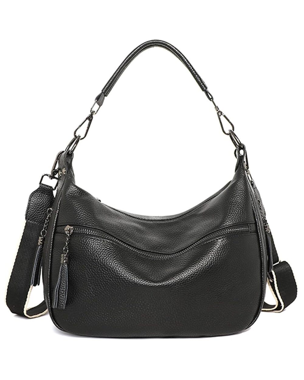 Genuine Leather Hobo Shoulder Bag for Women, Crossbody Purse with 2 Detachable